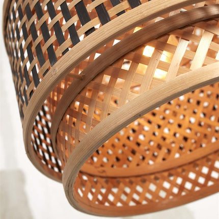 Bhutan Runde Deckenleuchte Bambus Schwarz und Natur 40 cm