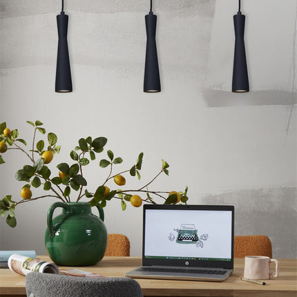 Lámpara colgante cilíndrica negra Burdeos GU10