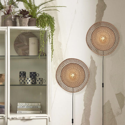 Pantanal Wandleuchte Seegras Schwarz und Natur 45 cm