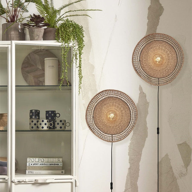 Pantanal Wandleuchte Seegras Schwarz und Natur 45 cm