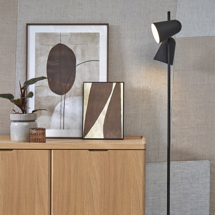 Lámpara de pie Salamanca de hierro negro con doble pantalla 145 cm