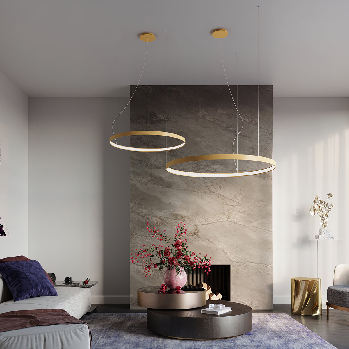 Lustre Anneau Solis 55 doré LED 4000K