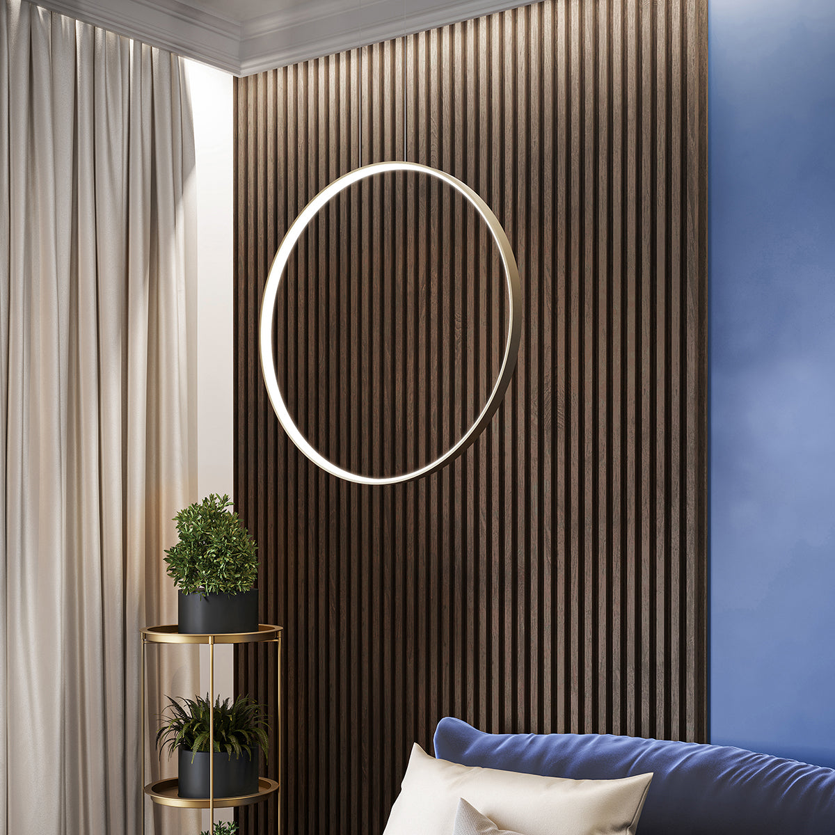 Lampe suspendue Anneau Solis 55 doré LED 4000K