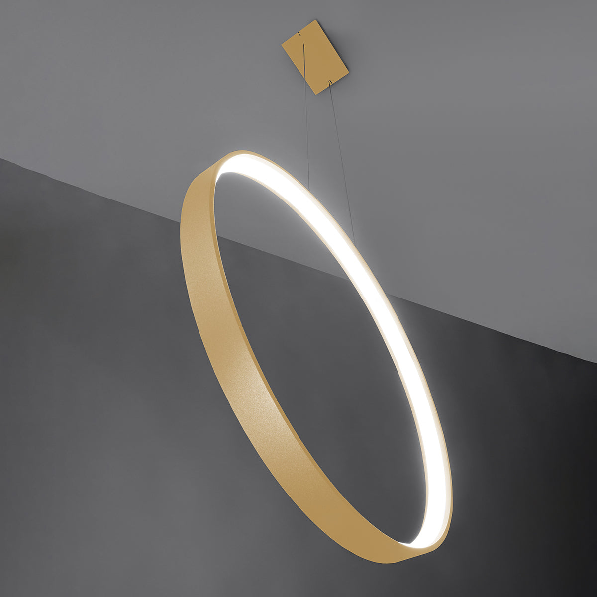 Lampe suspendue Anneau Solis 55 doré LED 4000K