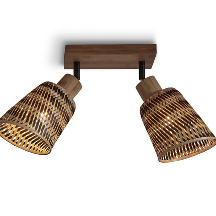 Java Deckenleuchte 2 - Schwarzer und natürlicher Bambusschirm 30 cm