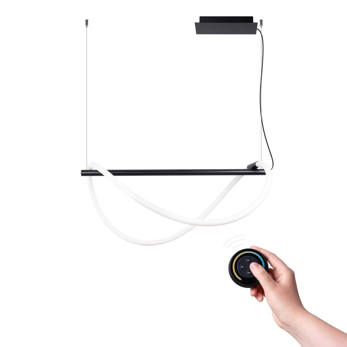 Suspension Tube Réglable à Distance 84 noir LED 2700-6500K