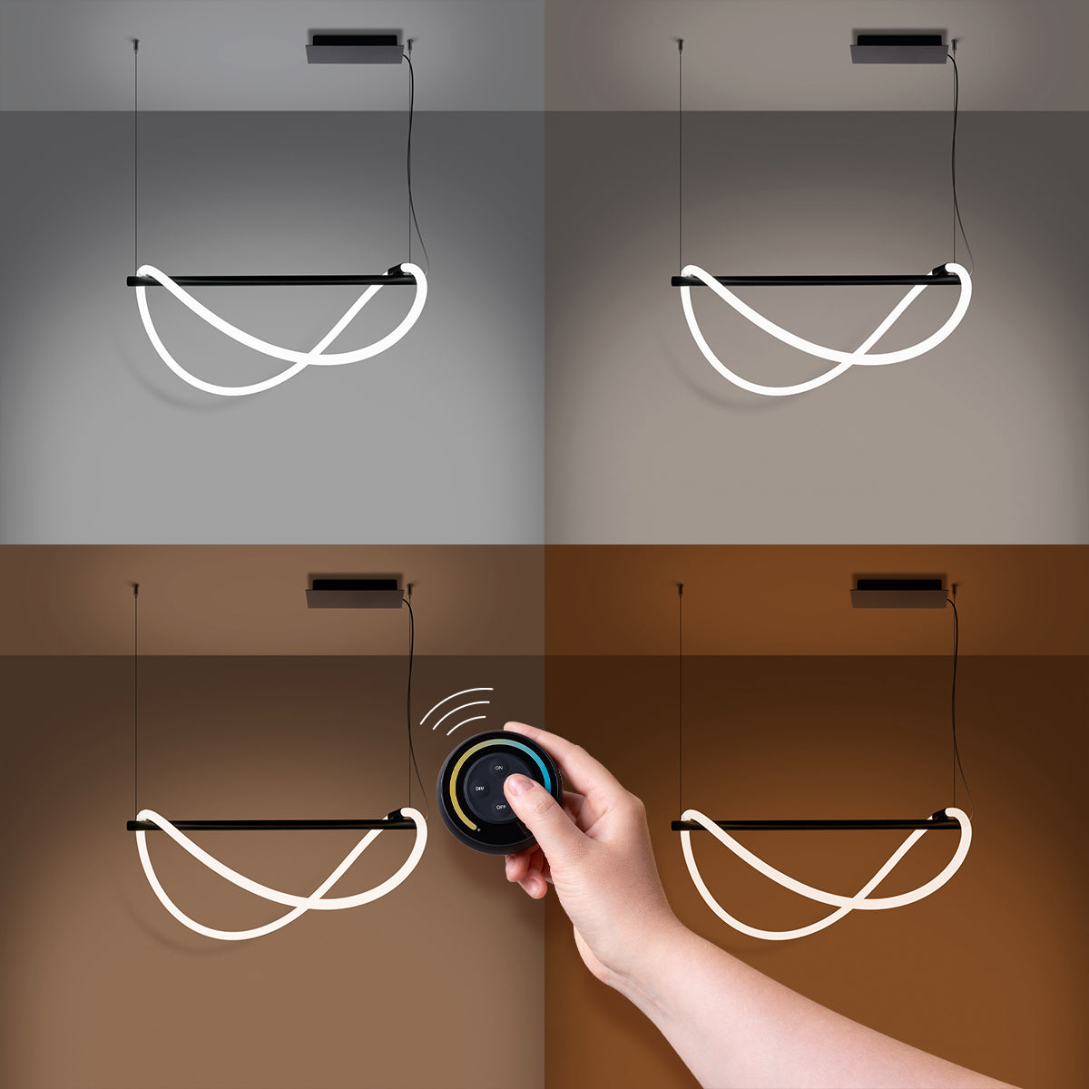Suspension Tube Réglable à Distance 84 noir LED 2700-6500K