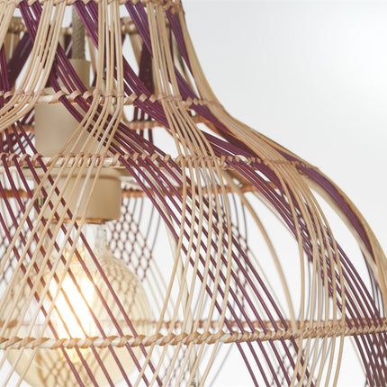 Mendoza Natural and Brown Bamboo Pendant Light 35 cm