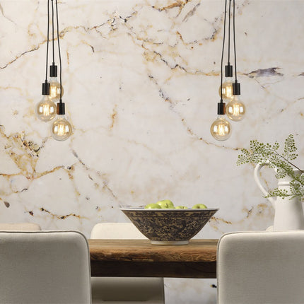 Lámpara colgante Oslo de 3 luces con cable textil negro