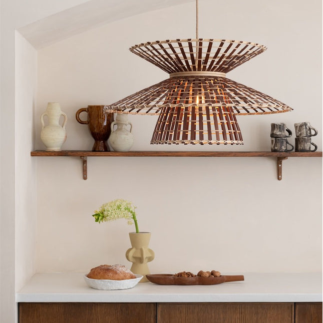 Machu Picchu Natural and Brown Bamboo Pendant Light 57 cm