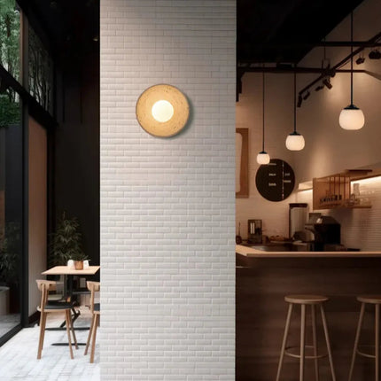 Aplique de pared circular de travertino natural