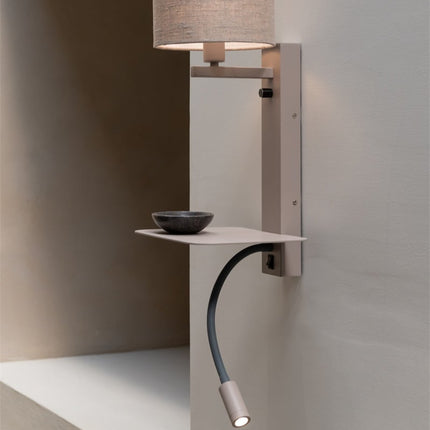 Applique Murale Florence avec Lampe de Lecture Sable et Lin Foncé