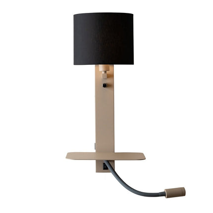 Aplique de pared Florence con lámpara de lectura color arena y negro