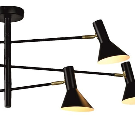 Lámpara de techo Izmir de 3 brazos, color negro y dorado