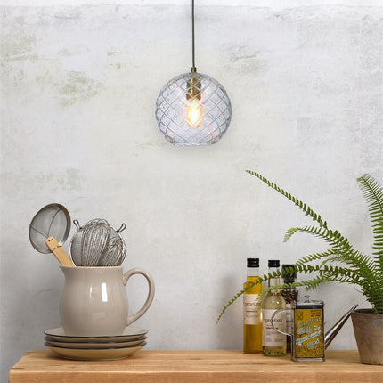 Suspension Globe Venice Verre Transparent Doré