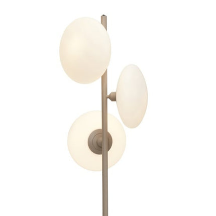 Lampadaire Sapporo 3 Disques Verre Blanc et Sable 161 cm
