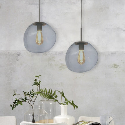 Lámpara colgante Helsinki de cristal guijarro gris