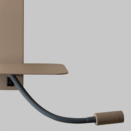 Aplique de pared Florence con lámpara de lectura color arena y negro