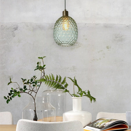 Suspension Venice Ovale Verre Vert et Or