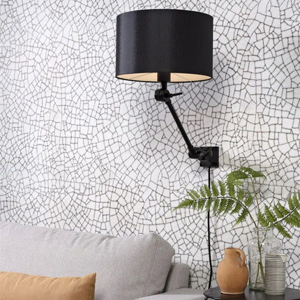 Lámpara de pared Amsterdam de hierro negro y algodón