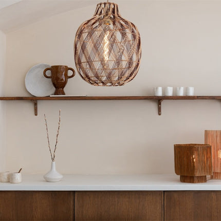 Mendoza Natural and Brown Bamboo Pendant Light 40 cm