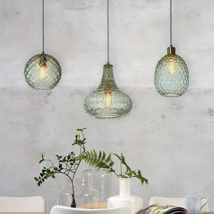 Suspension Venice Ovale Verre Vert et Or