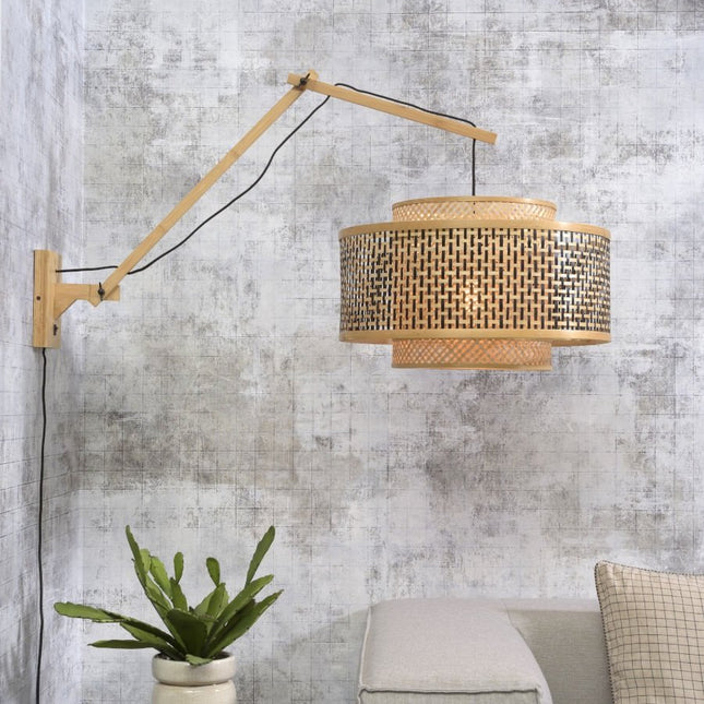 Bhutan Wall Light Natural and Black Bamboo Ø50 cm