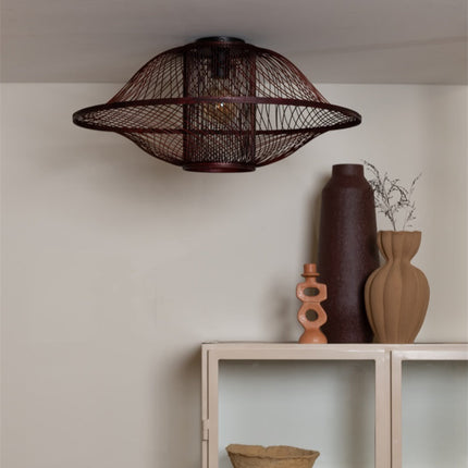 Plafonnier Maui Bambou Bordeaux 70 cm