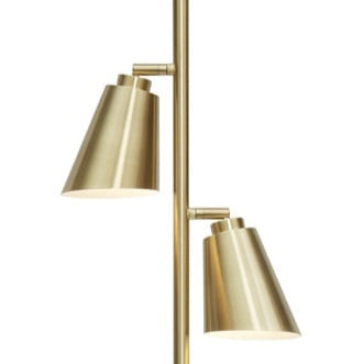 Lámpara de pie Bremen con 2 pantallas de hierro dorado