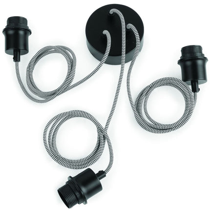 Suspension Amazon 3 Abat-jours Caoutchouc Recyclé Noir 40 cm