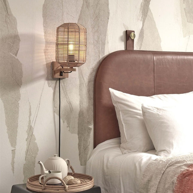 Tanami Wandleuchte aus natürlichem Rattan, 25 cm