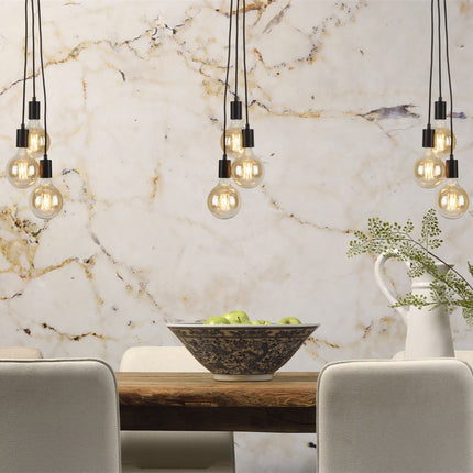 Lámpara colgante Oslo de 3 luces con cable textil negro