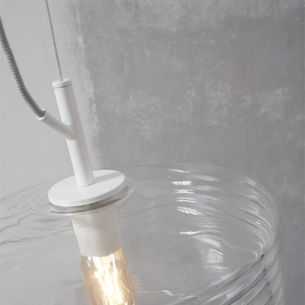 Lámpara colgante Verona, cristal estriado transparente, Ø35 cm