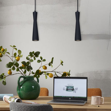 Lámpara colgante cilíndrica negra Burdeos GU10