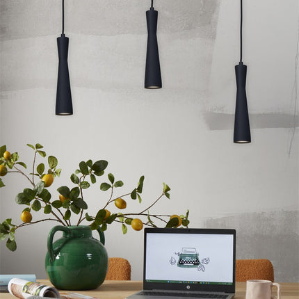 Lámpara colgante cilíndrica negra Burdeos GU10