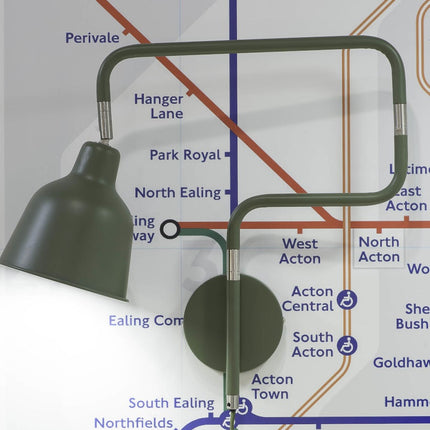 London Tube Olive Green Wall Light