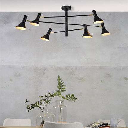 Lámpara de techo Izmir de 3 brazos, color negro y dorado