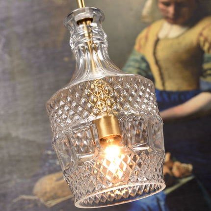 Lámpara de suspensión Bruselas Cristal Transparente Recta Oro