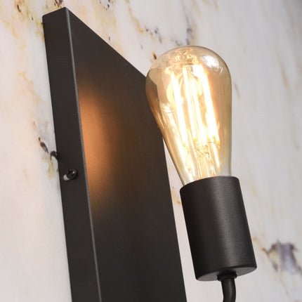 Madrid Wandleuchte aus schwarzem Eisen, L