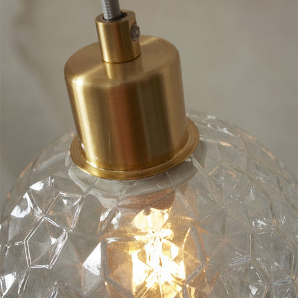 Suspension Verona Verre Strié Transparent Ø18 cm