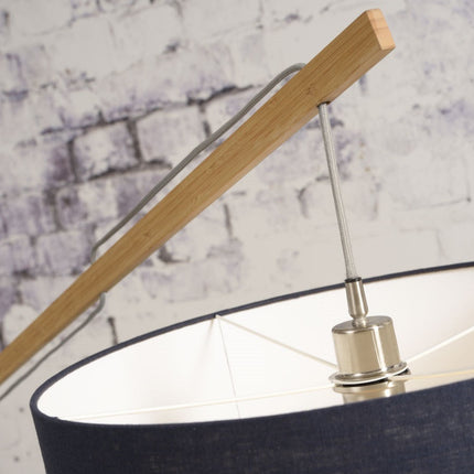 Lámpara de pie Montblanc de bambú y lino negro de 218 cm