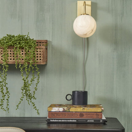 Aplique de pared de mármol y oro con forma de globo de Carrara