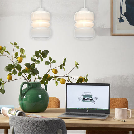 Lámpara colgante Verona de cristal degradado blanco, Ø15 cm