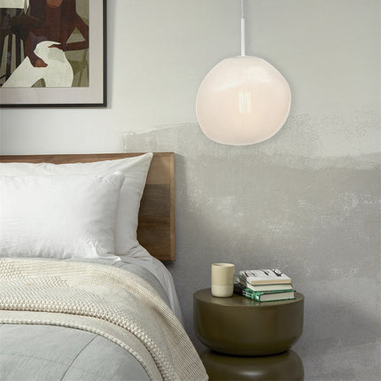 Suspension Helsinki Verre Galet Blanc Laité