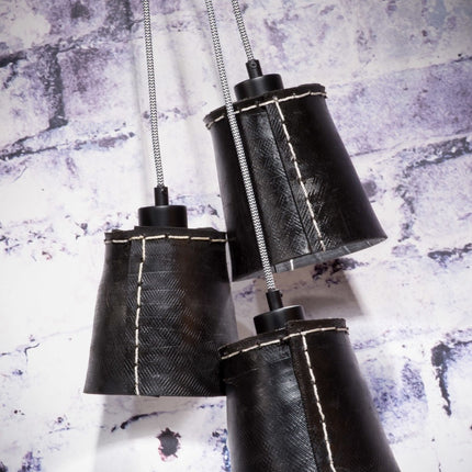 Suspension Amazon 3 Abat-jours Caoutchouc Recyclé Noir 40 cm