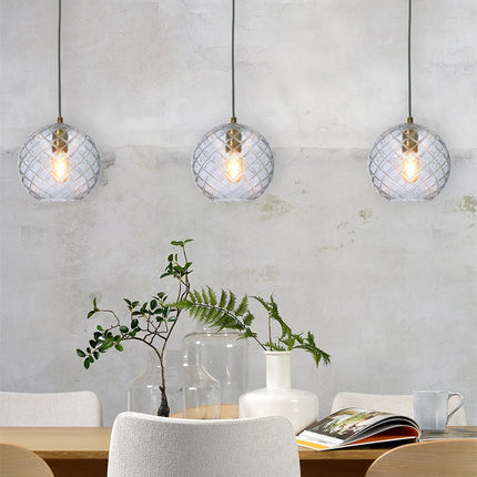 Suspension Globe Venice Verre Transparent Doré