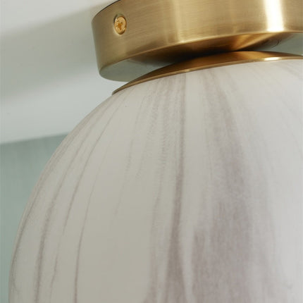 Plafonnier Carrara Globe Marbre Blanc Doré S