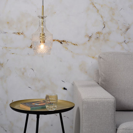 Lámpara de suspensión Bruselas Cristal Transparente Recta Oro