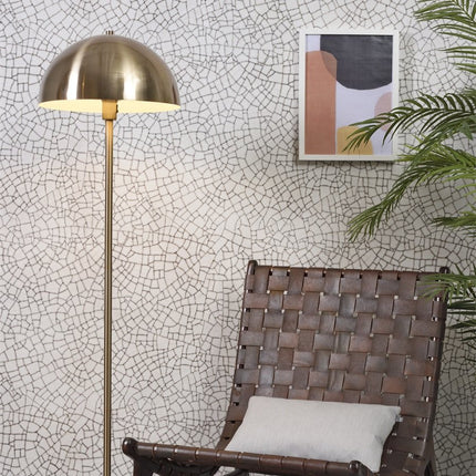 Lámpara de pie Toulouse de hierro y mármol en blanco y dorado, 150 cm