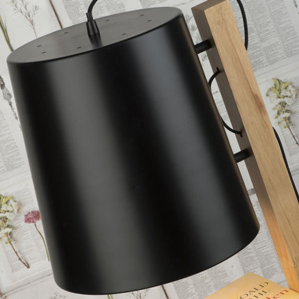 Cambridge Stehlampe aus Holz und schwarzem Eisen, 168 cm